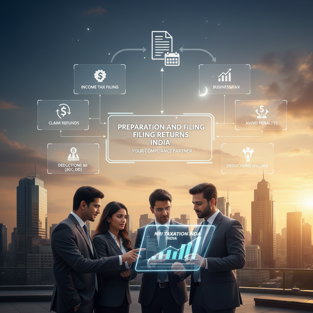 Tax preparation and filing process illustration